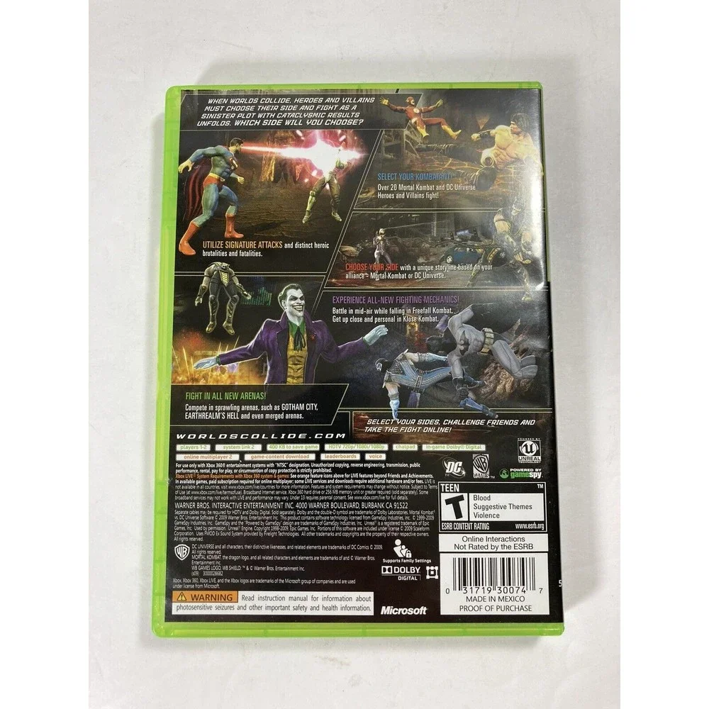 Mortal Kombat Vs. DC Universe (Microsoft Xbox 360) CIB | Clean | Tested Working